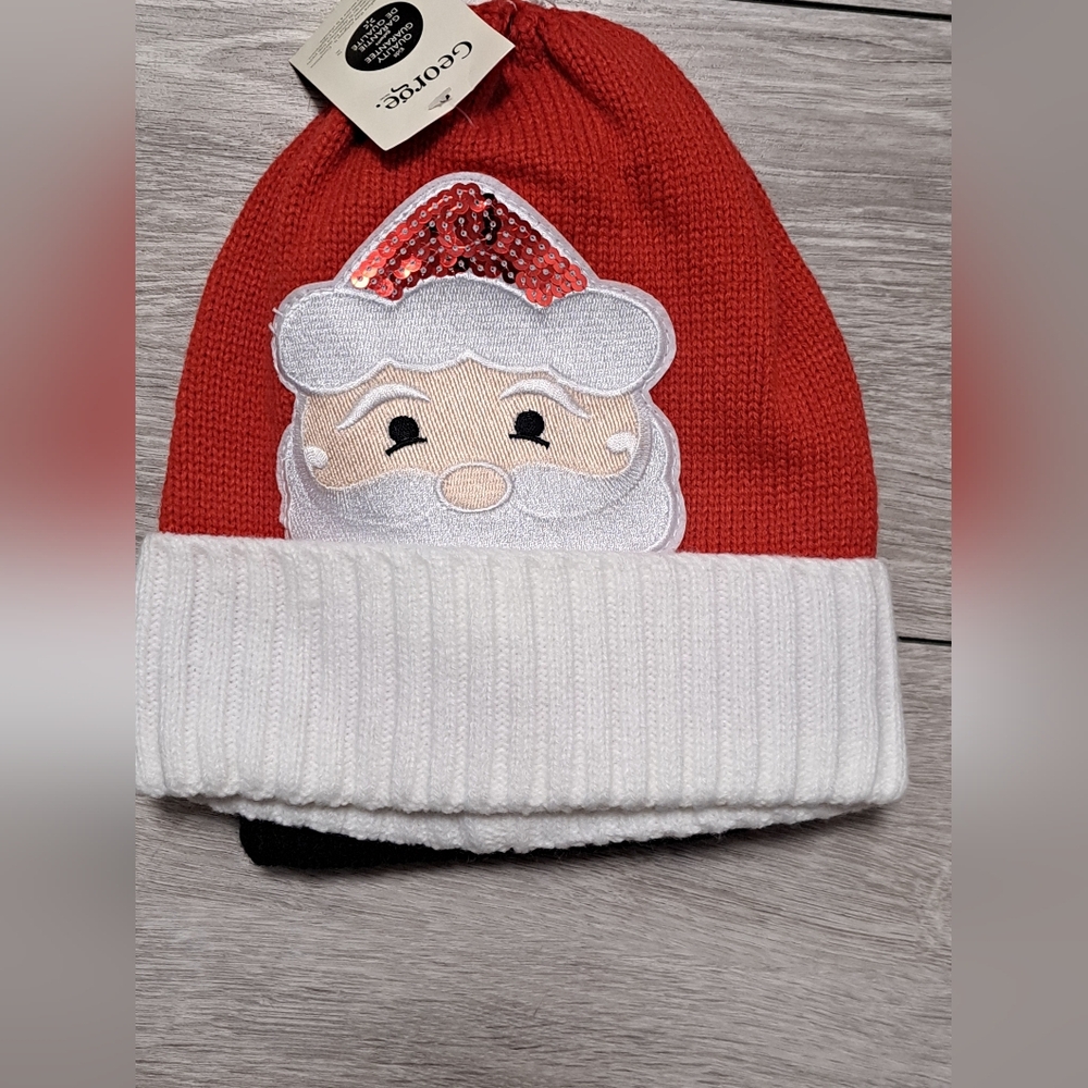 George Festive Santa Kids 2 Pc Hat Set - Red and White And Black